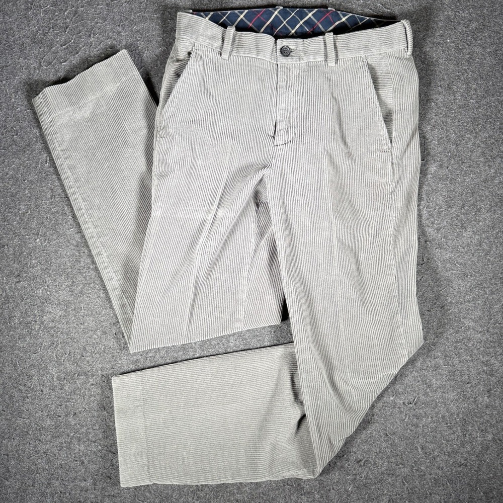 Brooks Brothers Regular Fit Grey Corduroy Pants Mens 32x32 Cotton Stretch